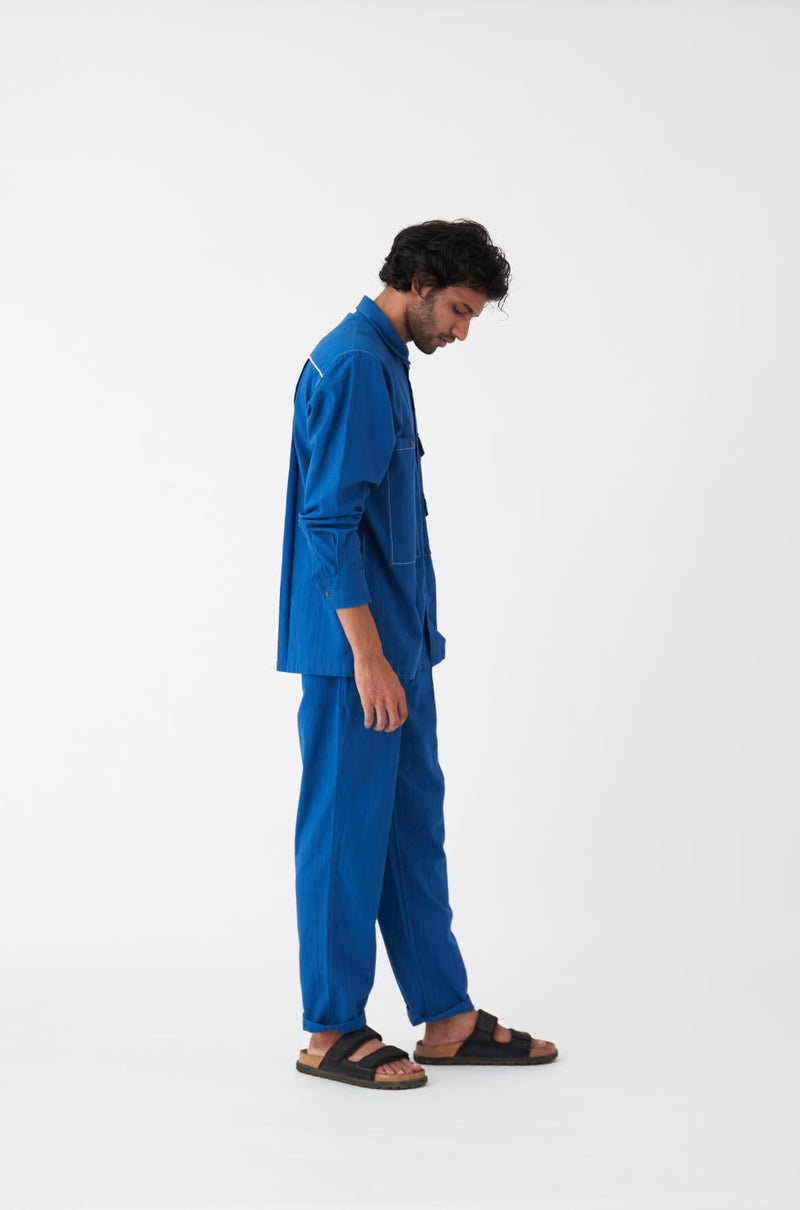 DOUBLE PATCH POCKET SHIRT CO-ORD - ELECTRIC BLUE