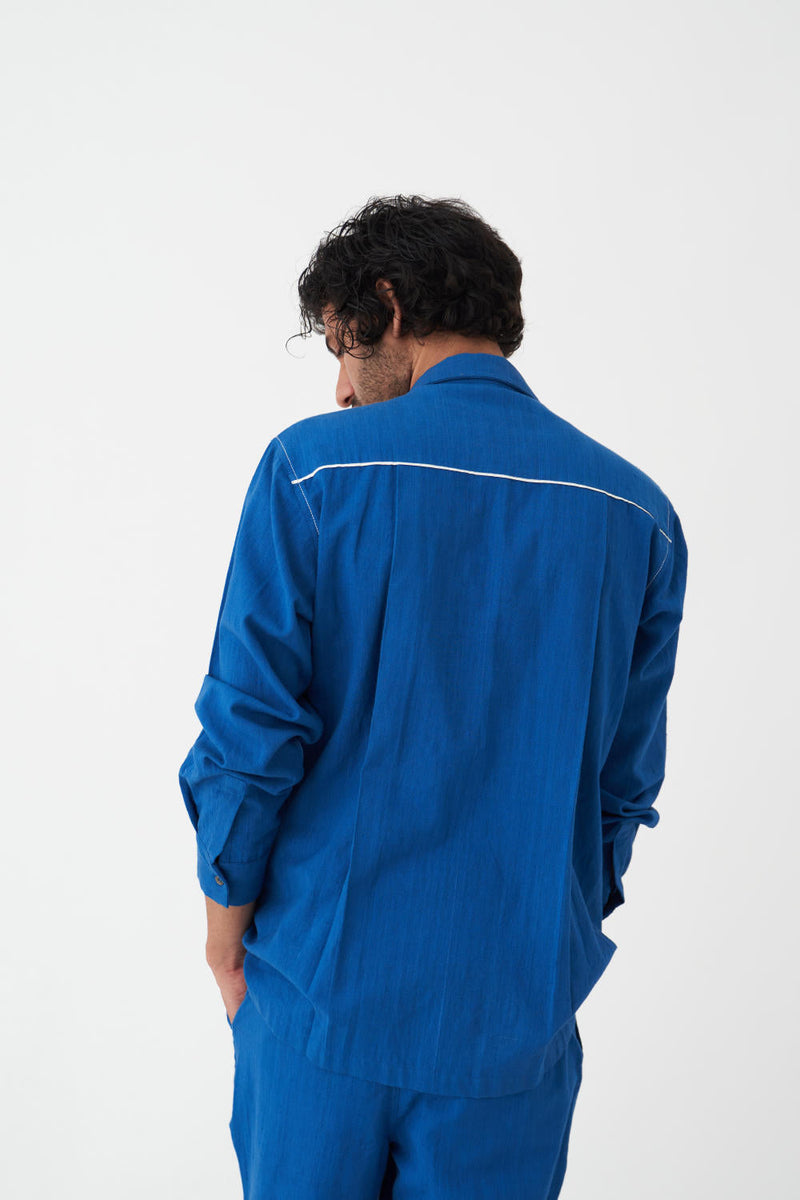 DOUBLE PATCH POCKET SHIRT CO-ORD - ELECTRIC BLUE