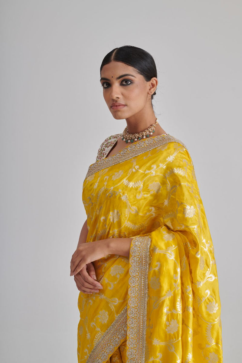 PHALGUN & MYRA SAREE & BLOUSE silk by Rashika Mittal in multi color for women Worldwide