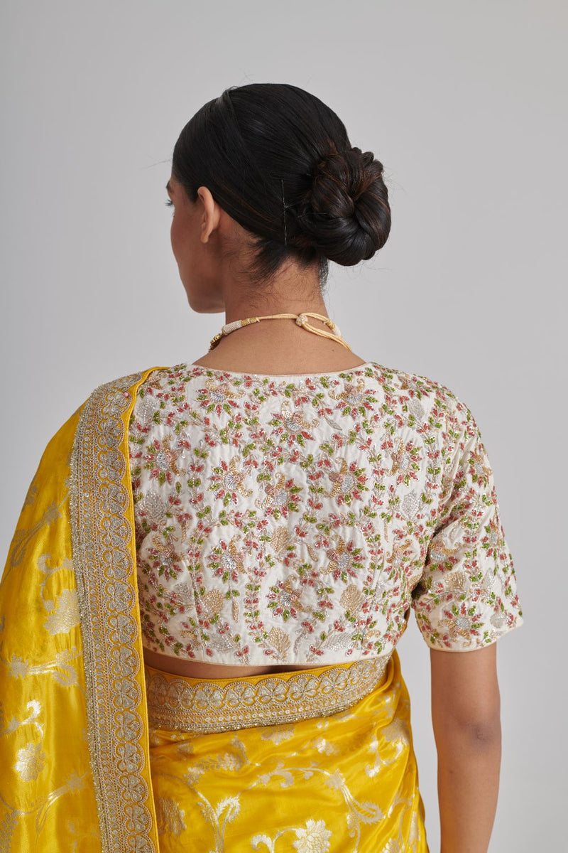 PHALGUN & MYRA SAREE & BLOUSE silk by Rashika Mittal in multi color for women Worldwide