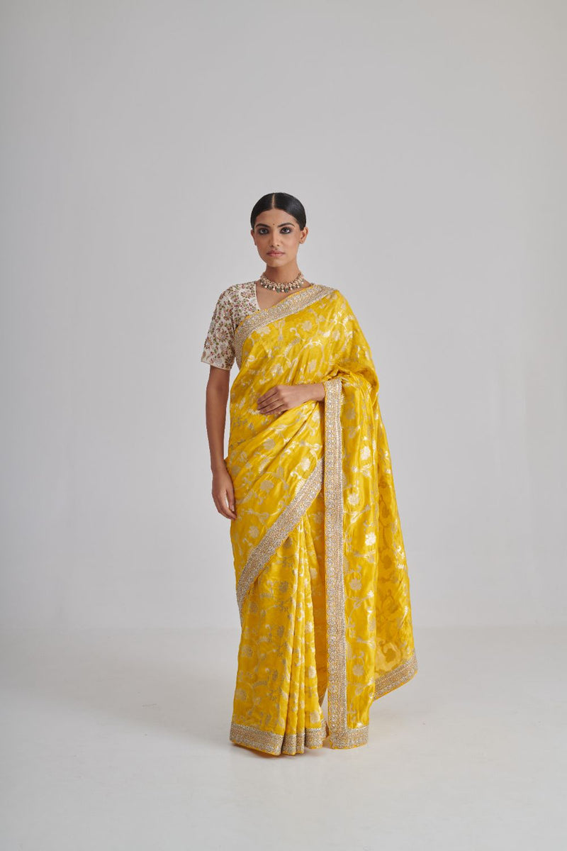 PHALGUN & MYRA SAREE & BLOUSE silk by Rashika Mittal in multi color for women Worldwide
