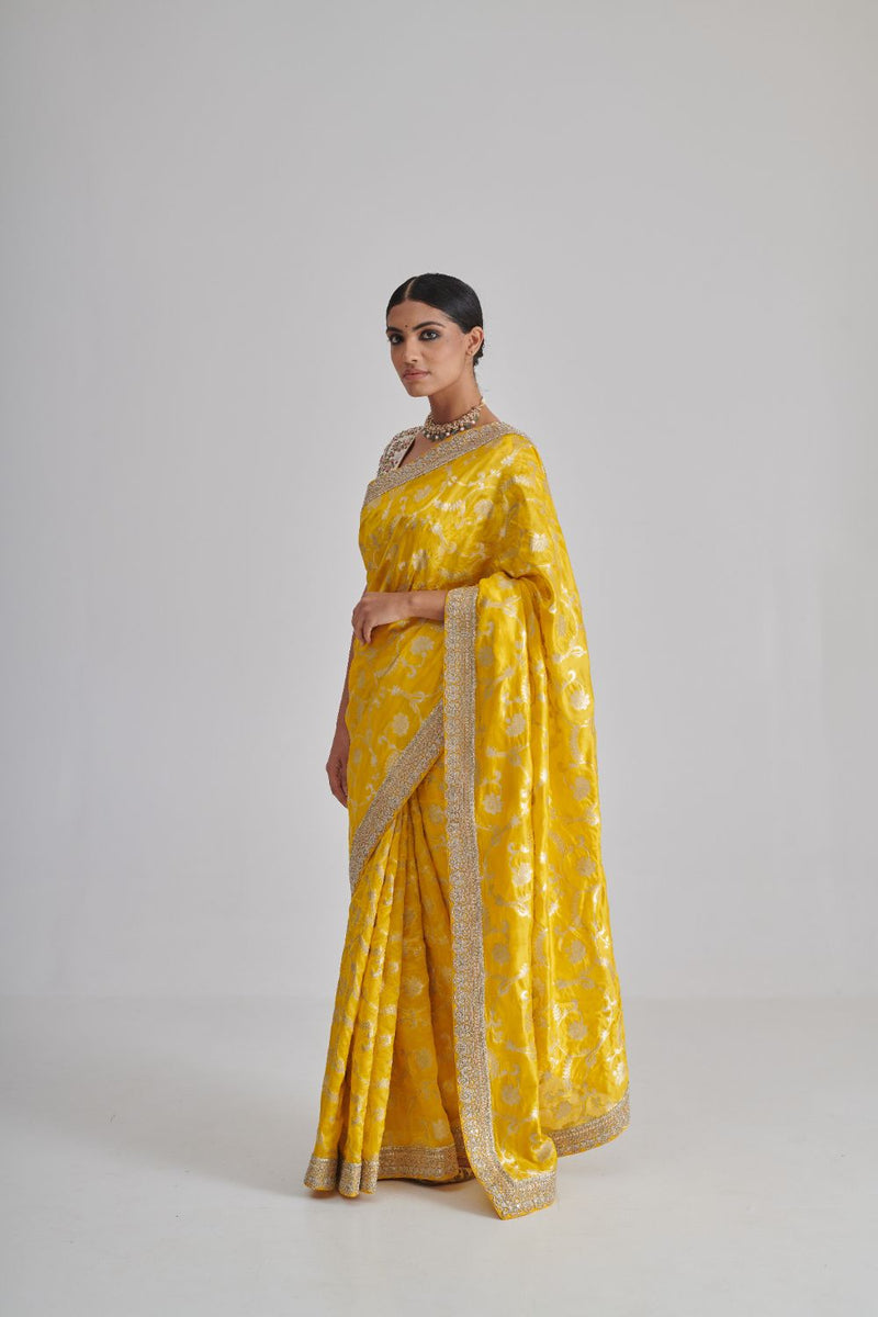 PHALGUN & MYRA SAREE & BLOUSE silk by Rashika Mittal in multi color for women Worldwide