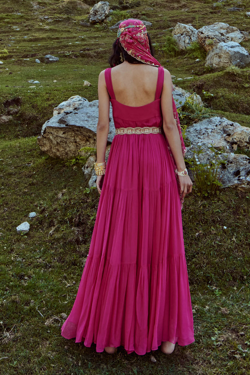 Phoebe Anarkali Set georgettte by Paulmi & Harsh-kahan Sep'26 in pink for women Worldwide