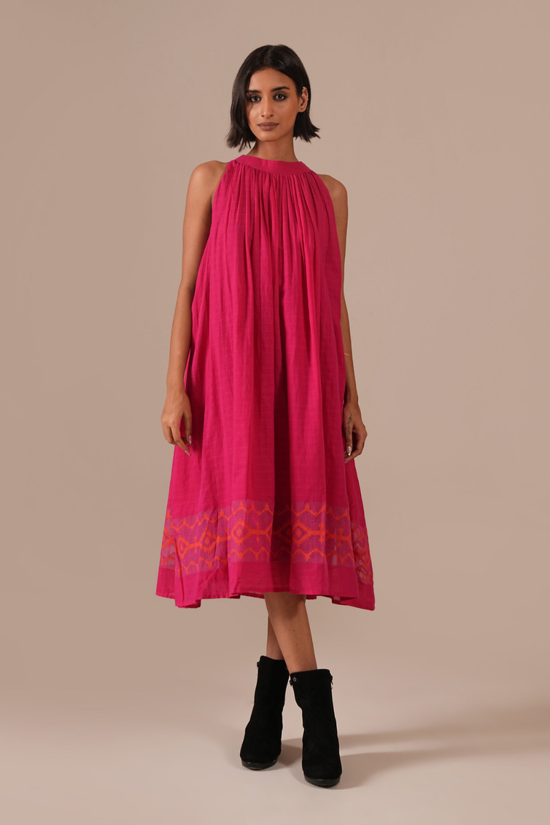 PINK FROST DRESS 100% cotton by Indigo Dreams in pink color for women Worldwide