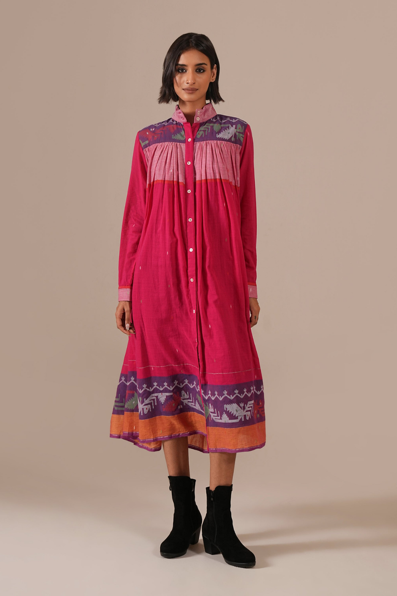 PINK HORIZON DRESS 100% cotton by Indigo Dreams in pink color for women Worldwide