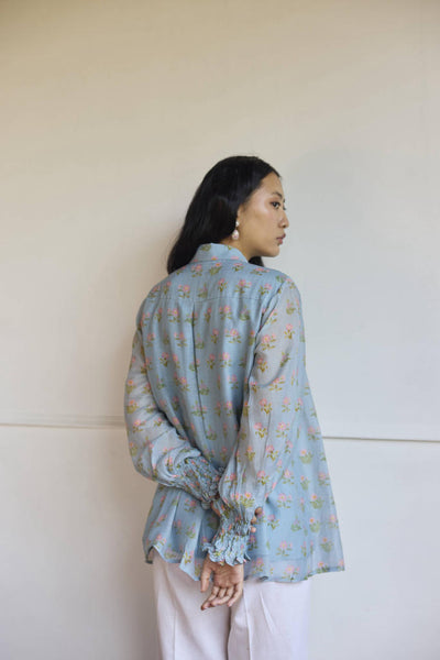 POWDER BLUE SMOCKING SHIRT