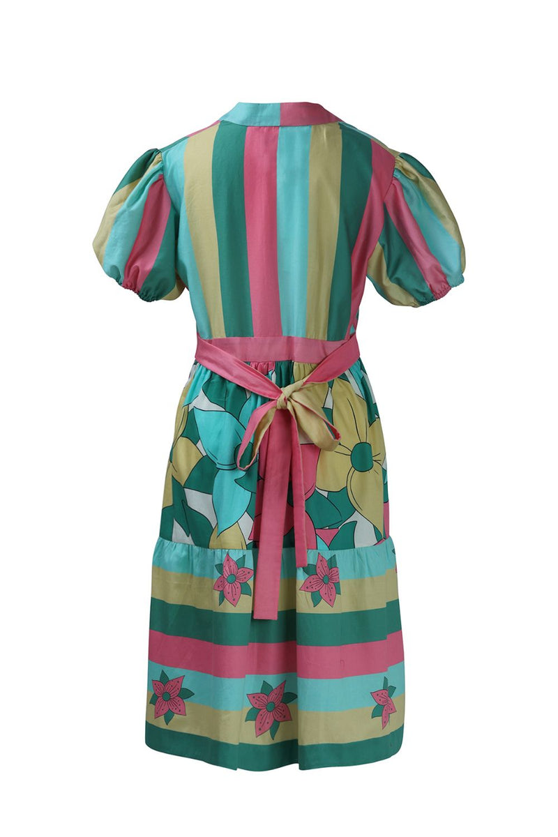 Multicolor Short Tier Dress cotton by Kritika Murarka in multi color for women Worldwide