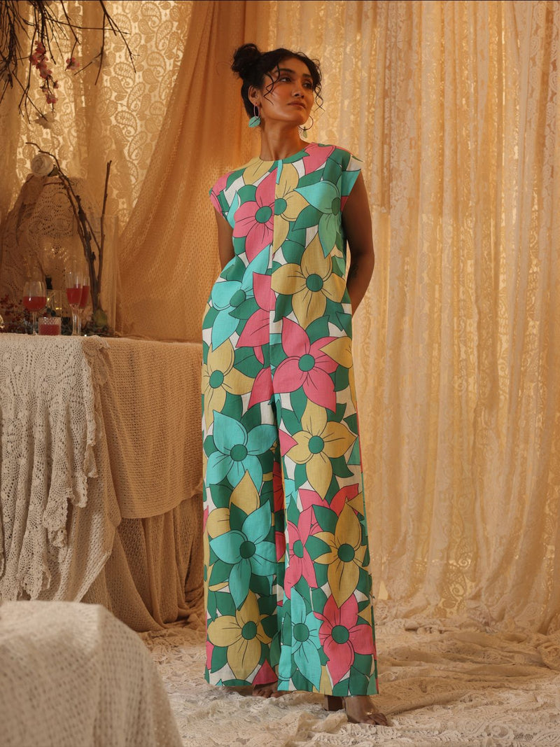 Big Floral Jumpsuit mul by Kritika Murarka in multi color for women Worldwide