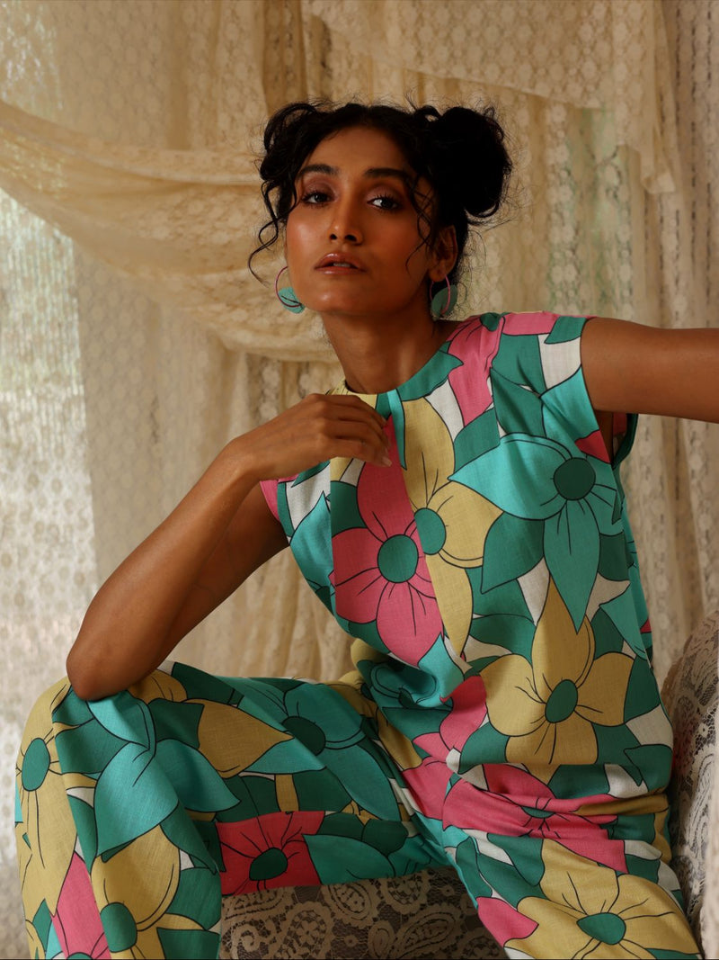 Big Floral Jumpsuit mul by Kritika Murarka in multi color for women Worldwide