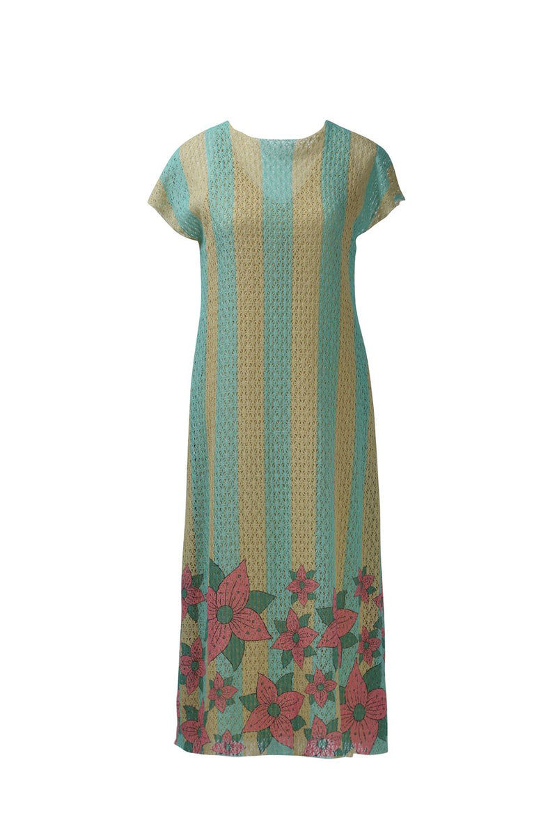 Yellow Blue Stripe Cotton Net Midi cotton by Kritika Murarka in blue color for women Worldwide