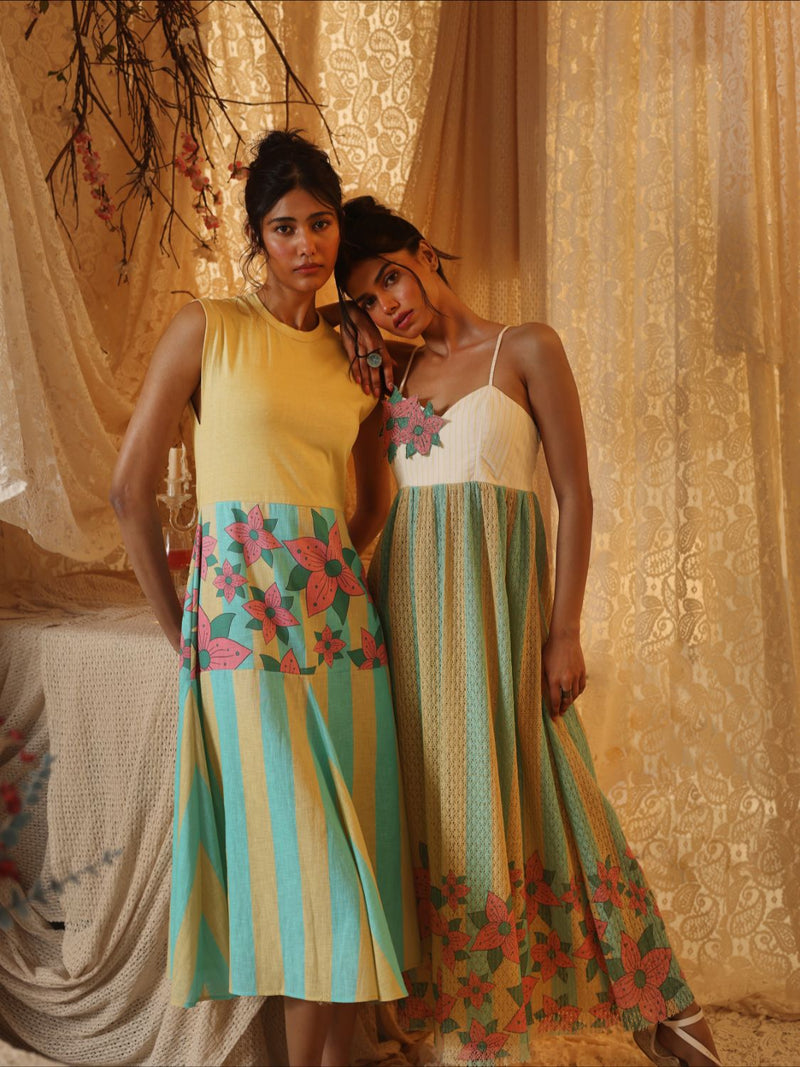 Jersey Top Tier Dress cotton by Kritika Murarka in blue color for women Worldwide