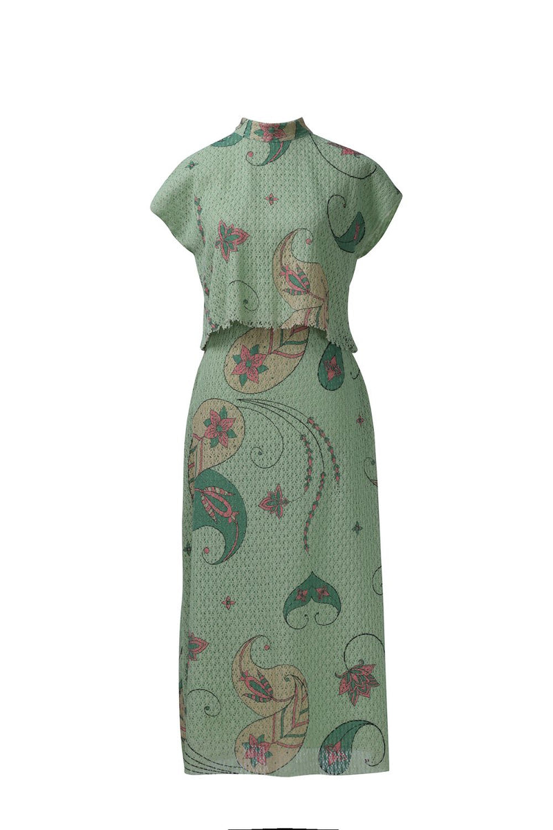 Mint Green Cotton Net Skirt Top Set cotton by Kritika Murarka in mint color for women Worldwide
