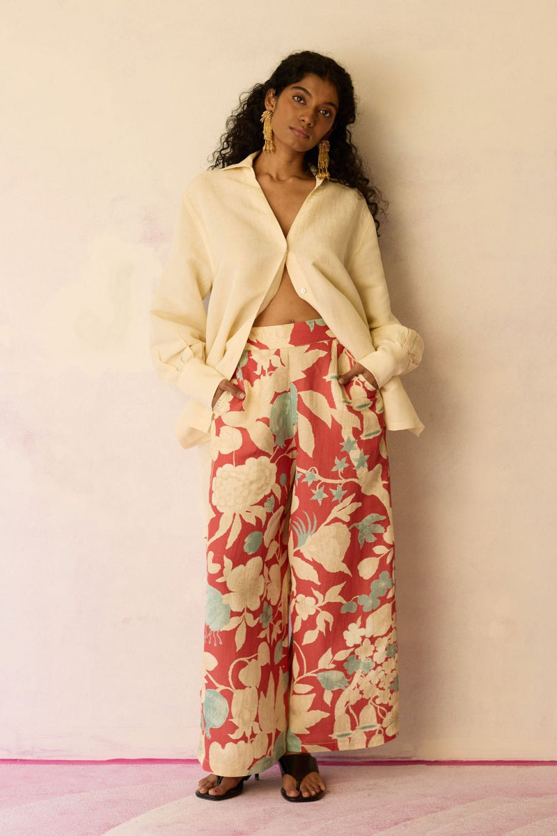Hibiscus Anaar Pants - Coral by World of SiSa for women Worldwide