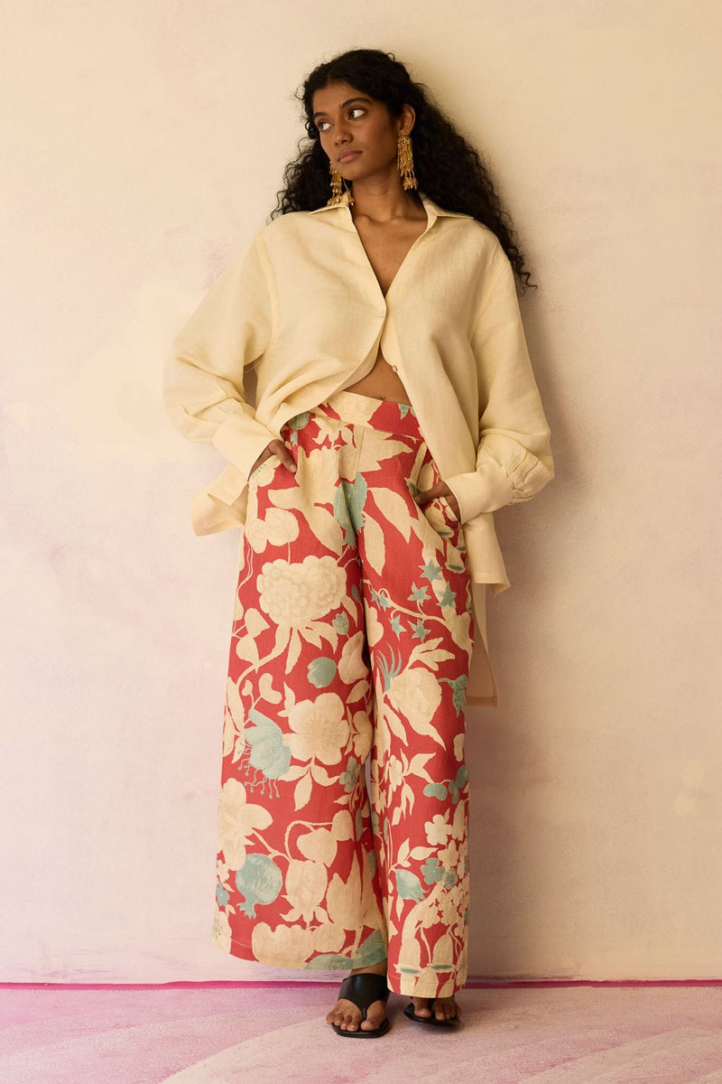Hibiscus Anaar Pants - Coral by World of SiSa for women Worldwide
