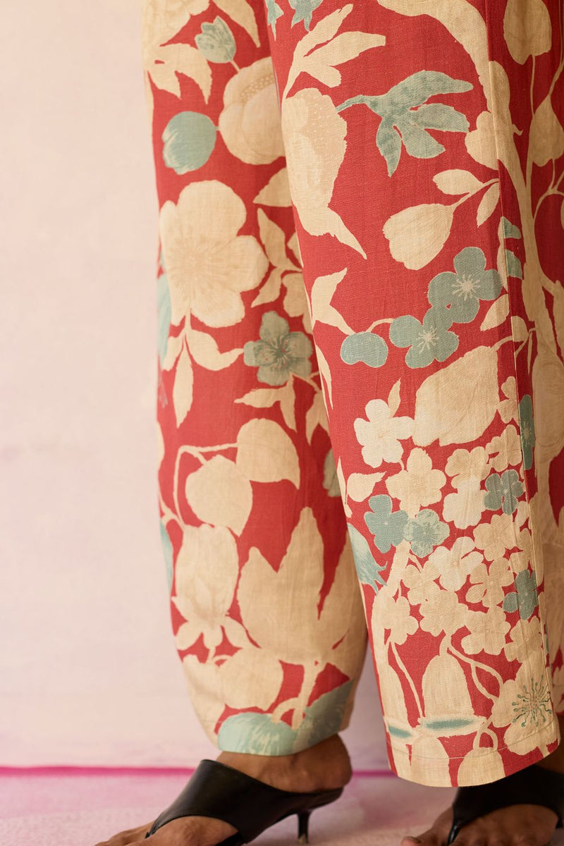 Hibiscus Anaar Pants - Coral by World of SiSa for women Worldwide
