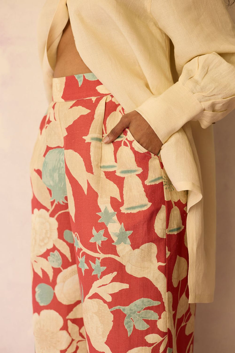 Hibiscus Anaar Pants - Coral by World of SiSa for women Worldwide