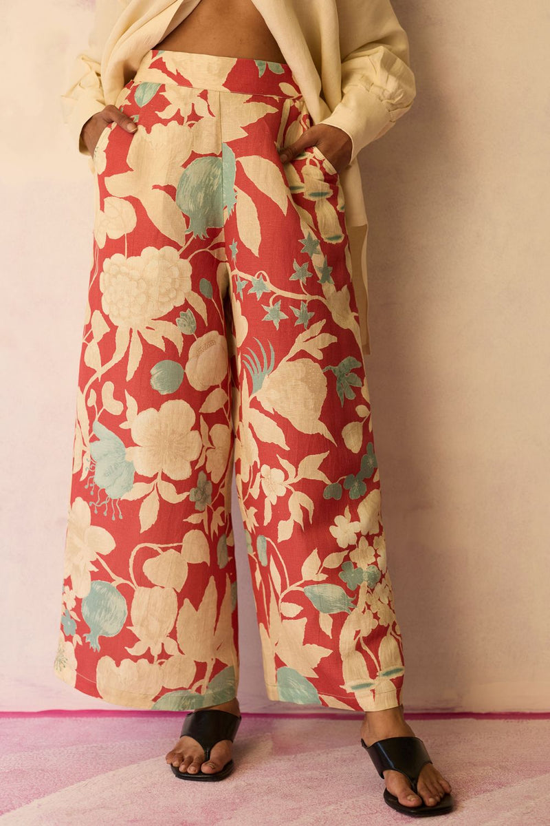 Hibiscus Anaar Pants - Coral by World of SiSa for women Worldwide