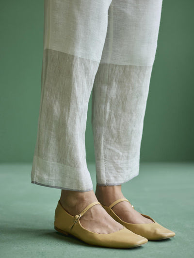 June Metallic Linen Pant - Ivory