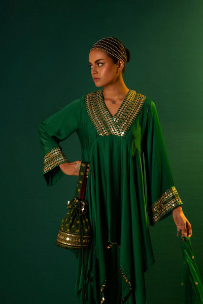 Ajrakh Handcrafted Potli - Green (3)