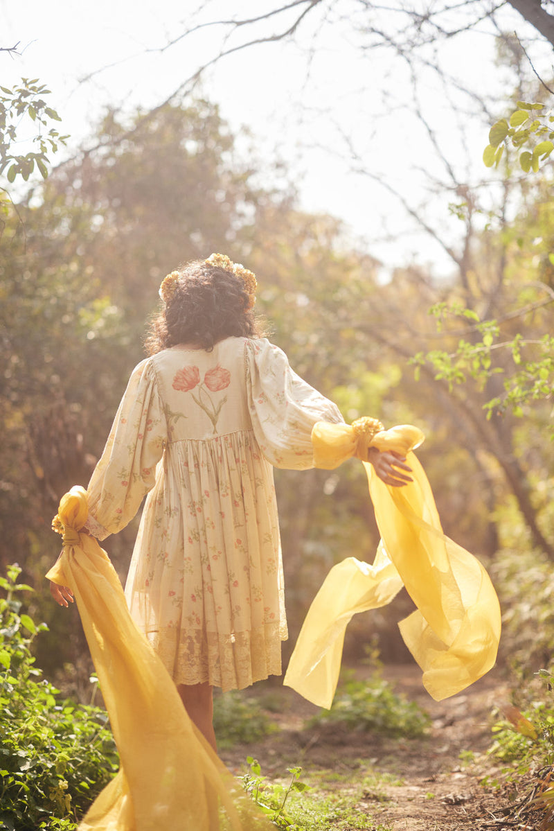 Vanna Dress Set chanderi by Paulmi & Harsh in ivory for women Worldwide