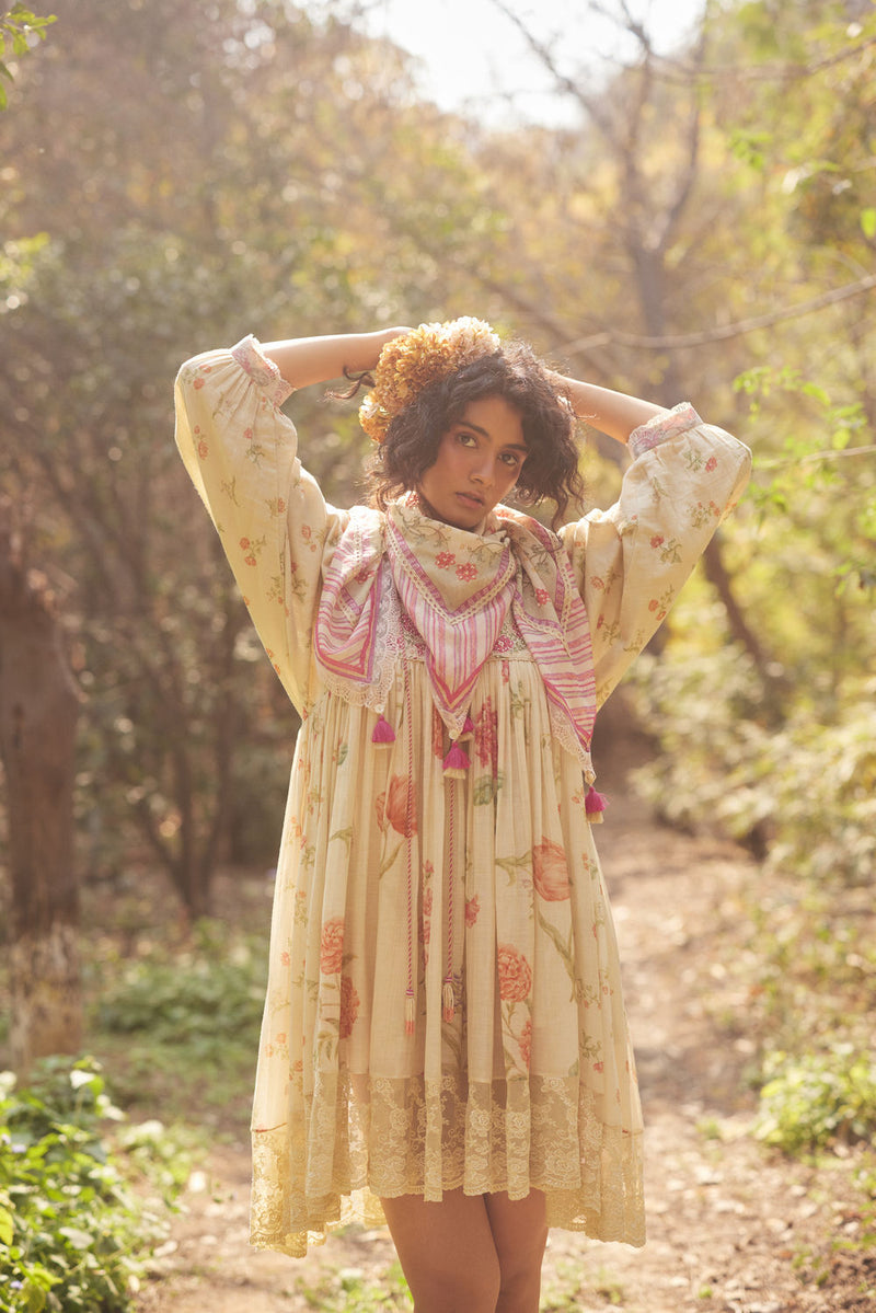 Vanna Dress Set chanderi by Paulmi & Harsh in ivory for women Worldwide