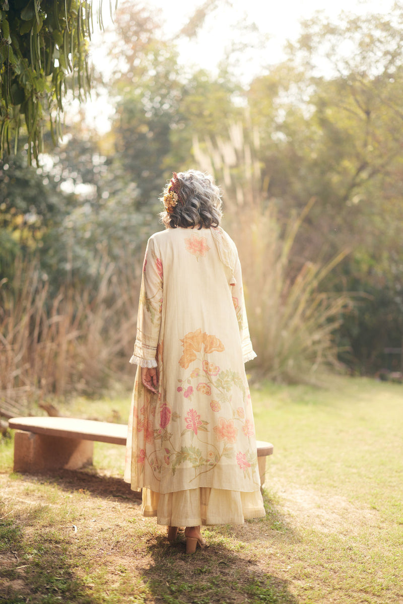 Joan Dress Set chanderi by Paulmi & Harsh in ivory for women Worldwide