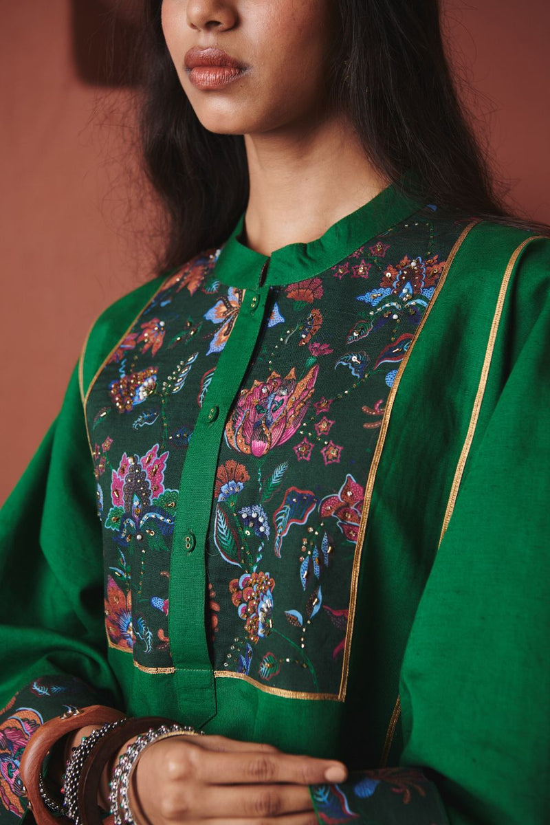 Panna Linen Multi-Panelled Kurta Set cotton by Saphed in multi color for women Worldwide