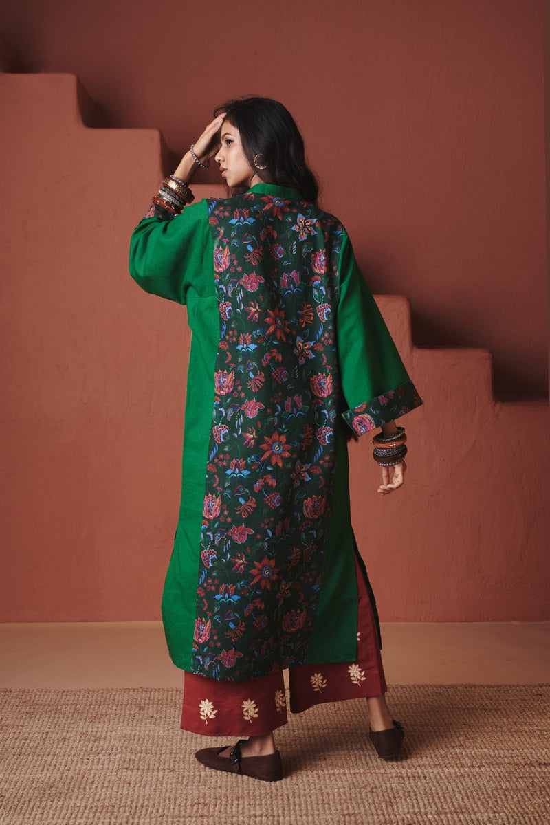 Panna Linen Multi-Panelled Kurta Set cotton by Saphed in multi color for women Worldwide