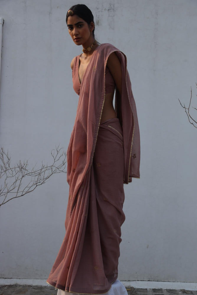 Paasbaan sari Saree by Khara Kapas in pink for women Worldwide