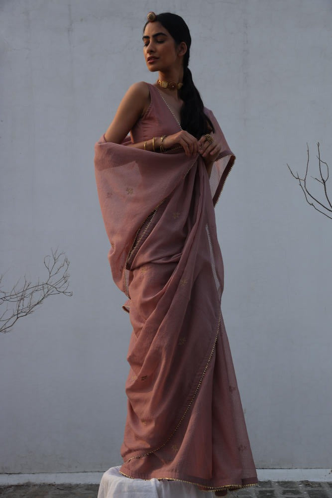 Paasbaan sari Saree by Khara Kapas in pink for women Worldwide
