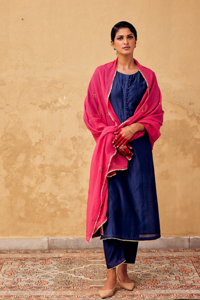 pakeezah Dupatta cotton by Khara Kapas in pink for women Worldwide