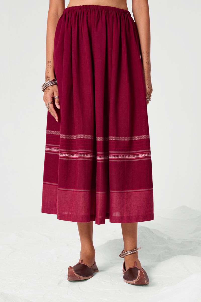 Pakhi Pink Stripes Handwoven Skirt