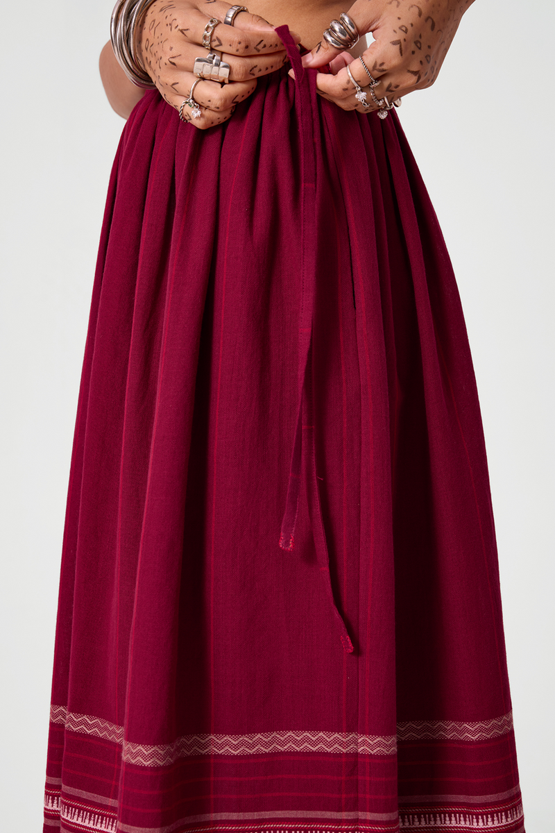 Pakhi Pink Stripes Handwoven Skirt