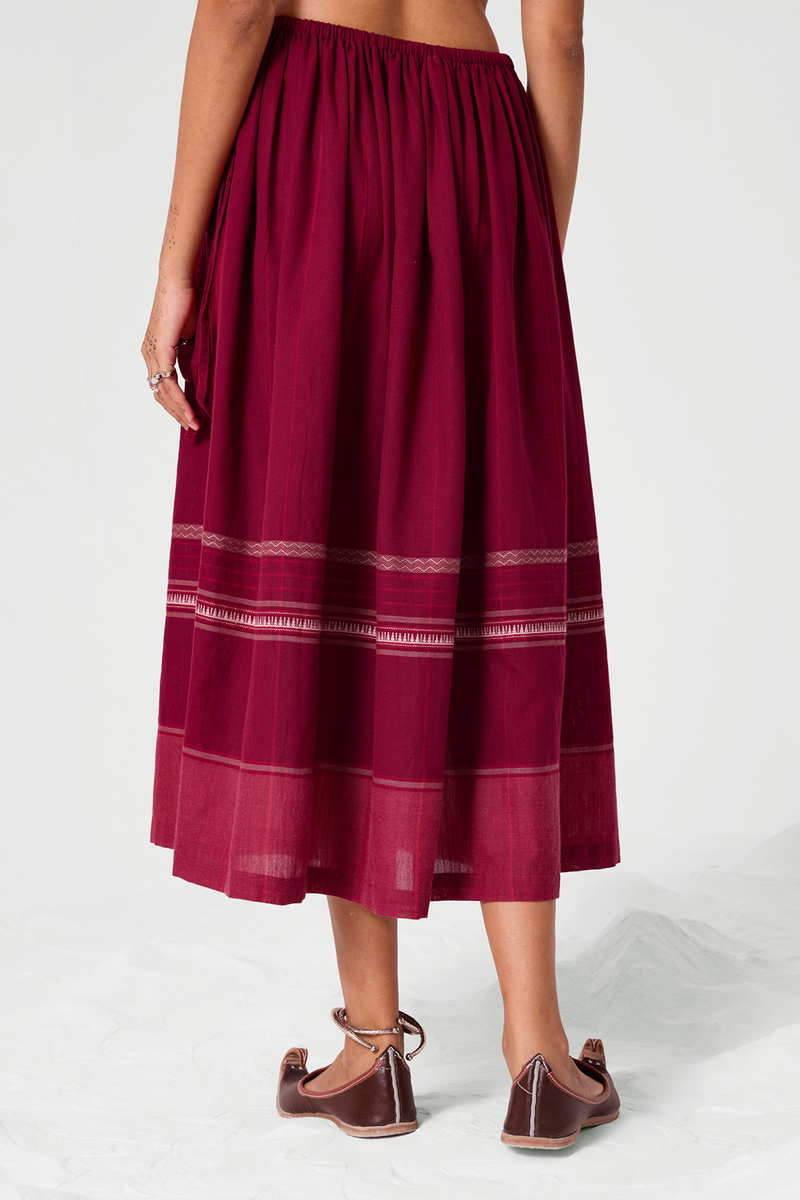 Pakhi Pink Stripes Handwoven Skirt