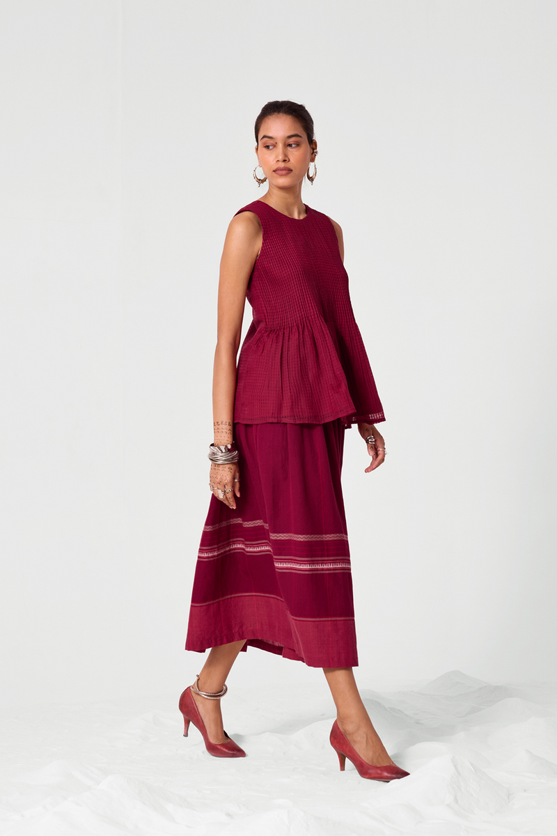 Pakhi Pink Stripes Handwoven Skirt