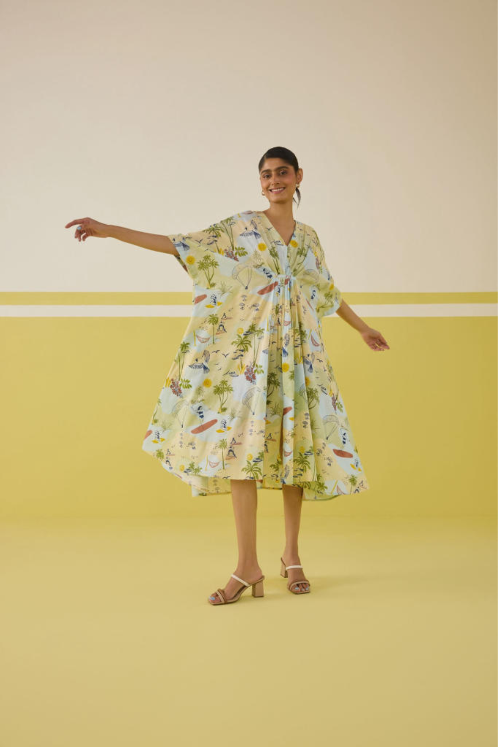 Palmy Summer Lyocell Kaftan Dress