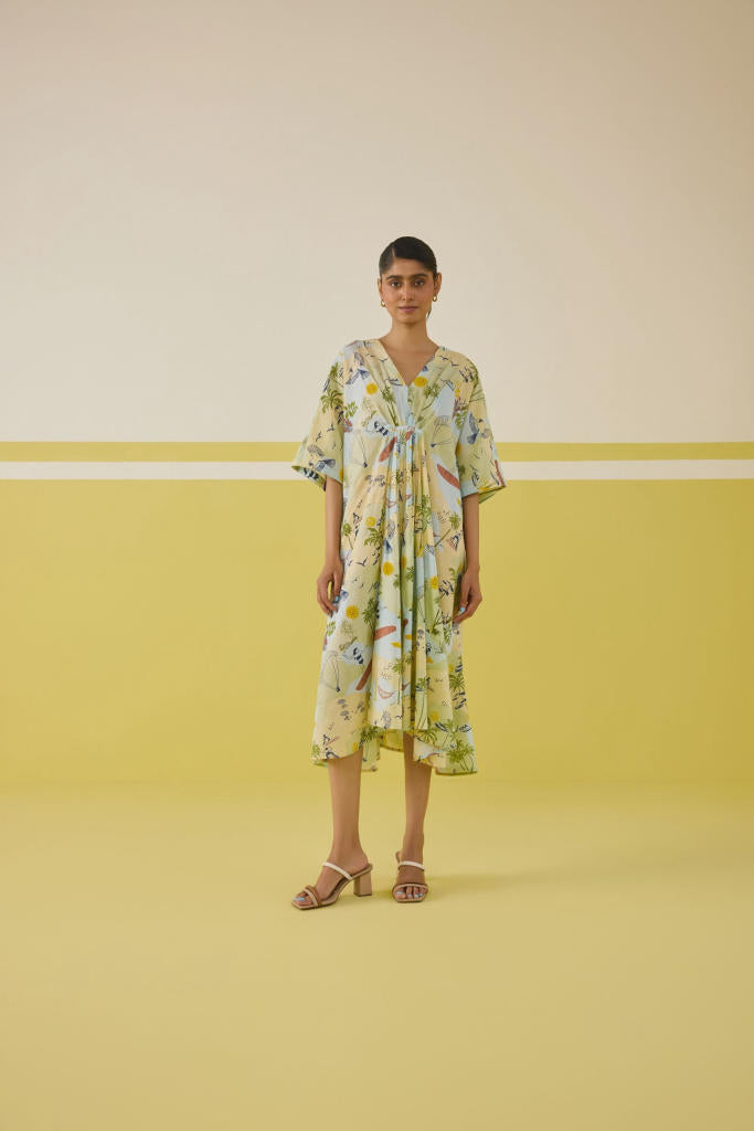 Palmy Summer Lyocell Kaftan Dress