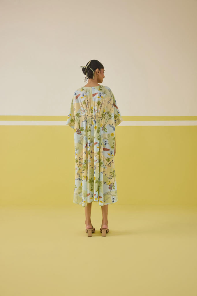 Palmy Summer Lyocell Kaftan Dress