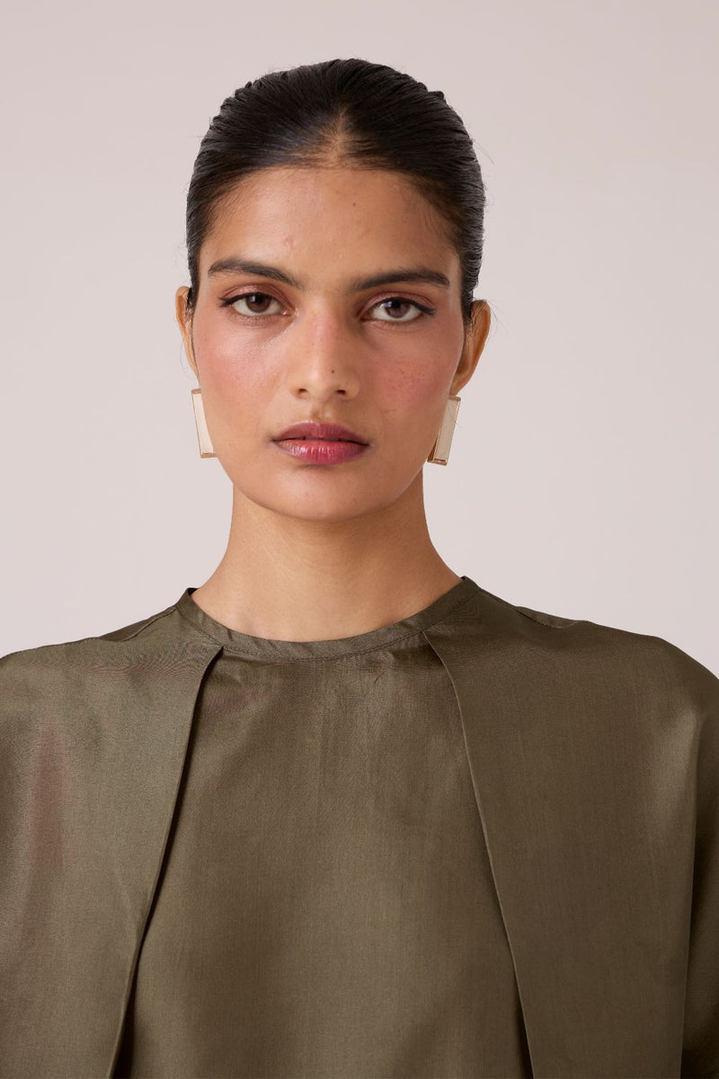 Pam Olive Silk Top silk by The Summer House in olive color for women Worldwide