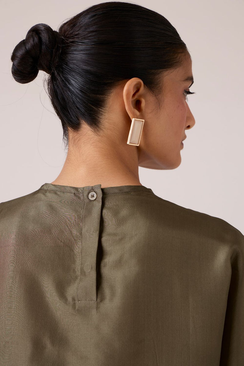 Pam Olive Silk Top silk by The Summer House in olive color for women Worldwide
