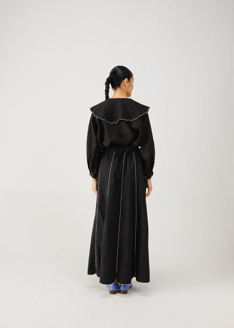 Paneled skirt-Black cotton by CORD for women Worldwide