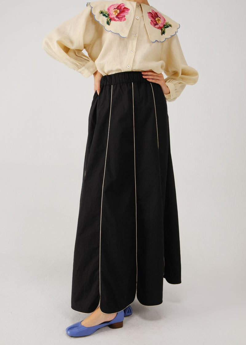 Paneled skirt-Black cotton by CORD for women Worldwide