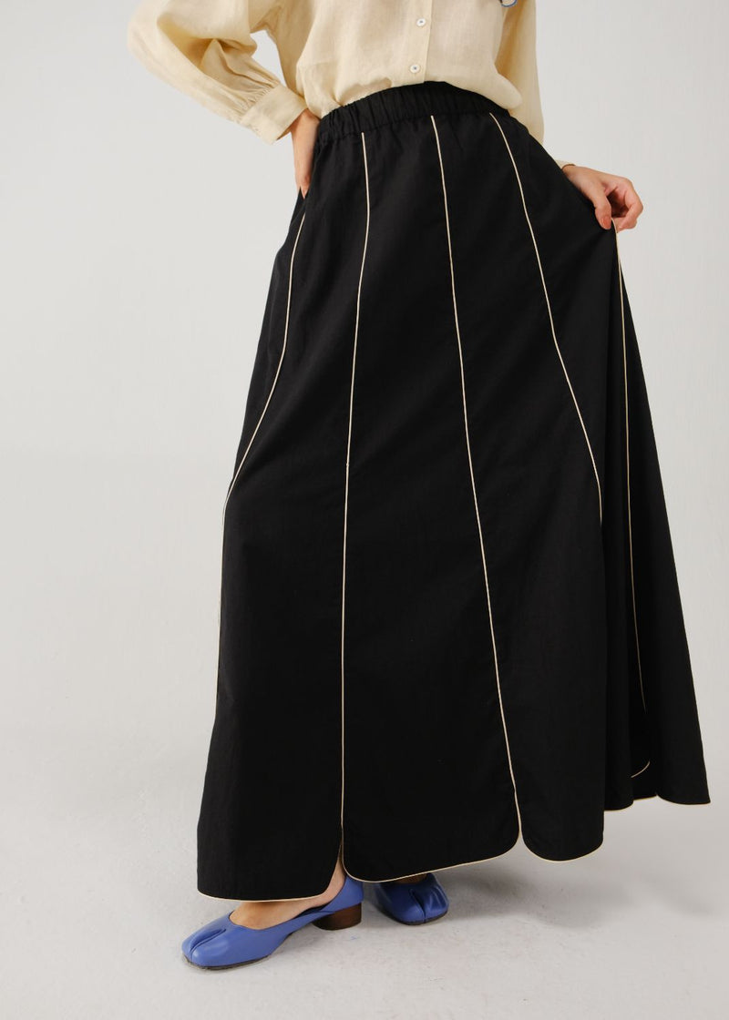 Paneled skirt-Black cotton by CORD for women Worldwide