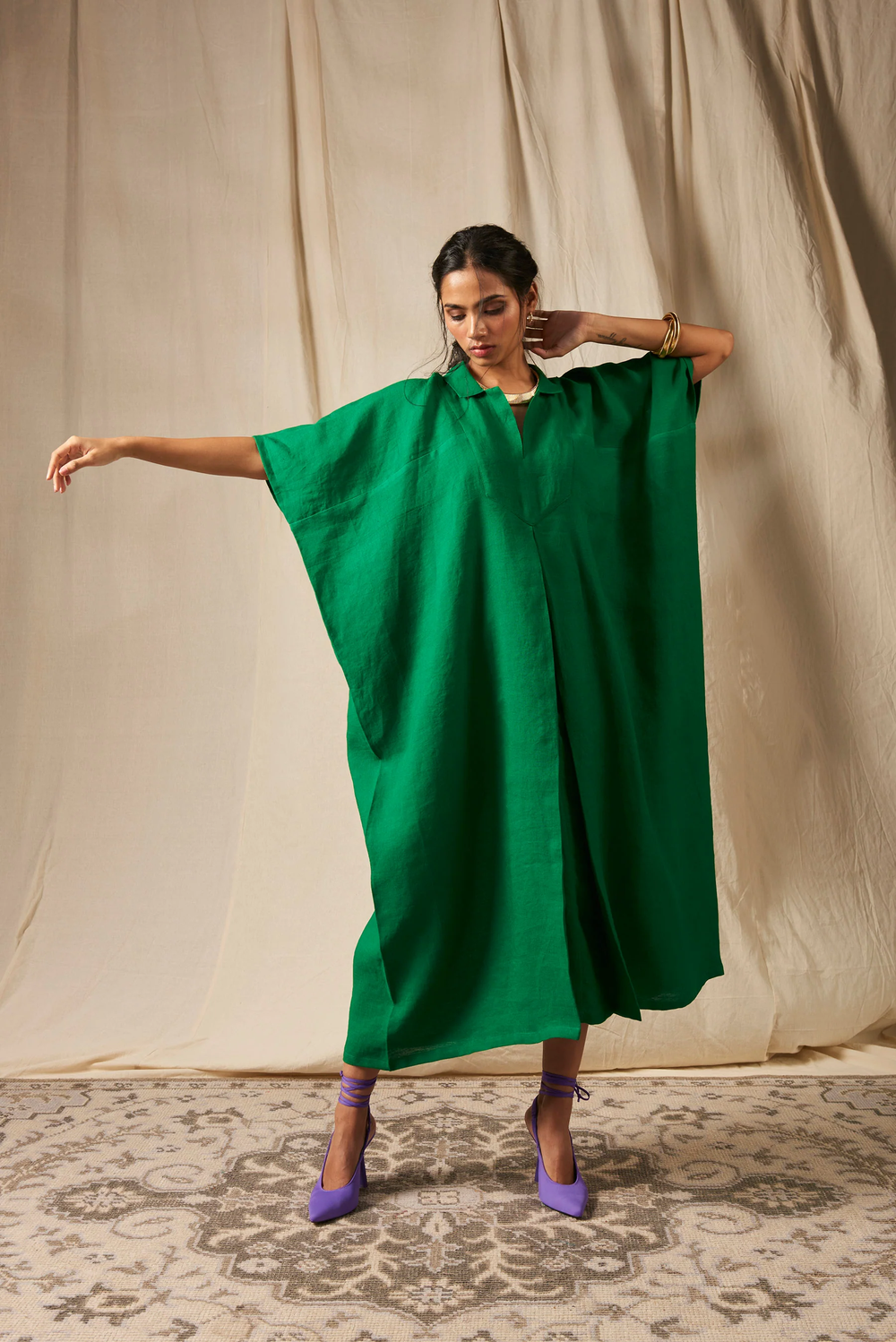 Buy Panna Linen Kaftan Dress from C&W |Tunics and kaftan for Women Buy Panna Linen Kaftan Dress from C&W |Tunics and kaftan for Women