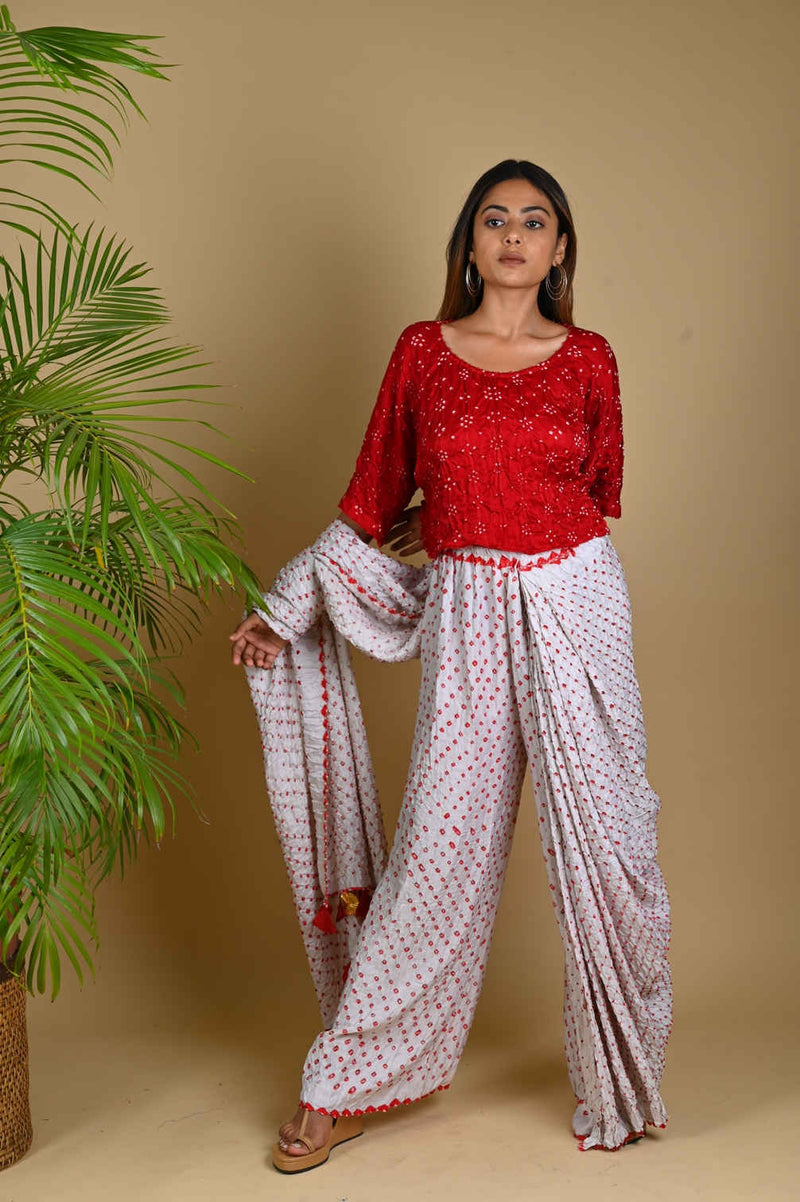 PANT SAREE-WHITE silk by Dyelogue in white color for women Worldwide