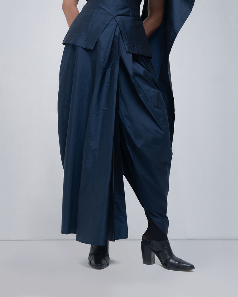 Fiona Draped Pant viscose pants and trousers by Leh Studios in blue for women Worldwide