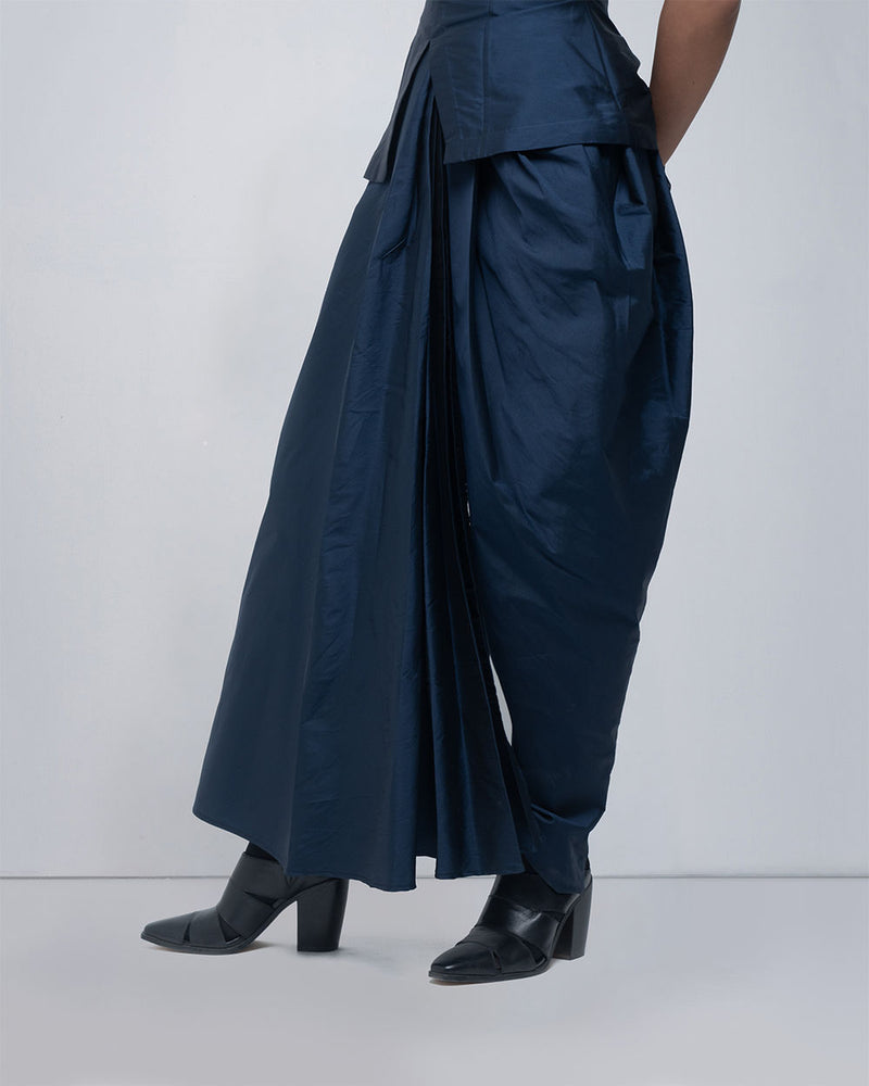 Fiona Draped Pant viscose pants and trousers by Leh Studios in blue for women Worldwide