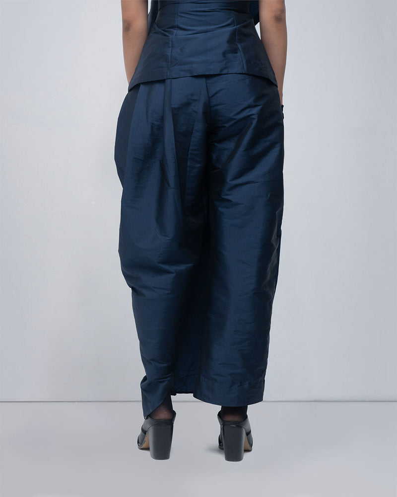 Fiona Draped Pant viscose pants and trousers by Leh Studios in blue for women Worldwide