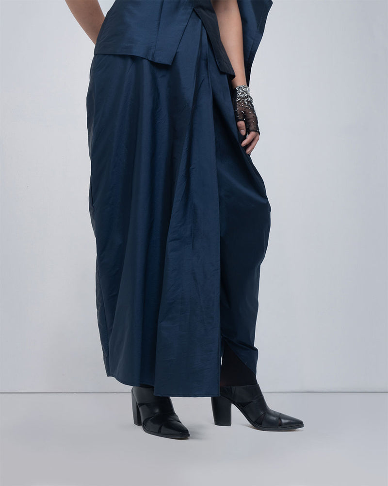 Fiona Draped Pant viscose pants and trousers by Leh Studios in blue for women Worldwide