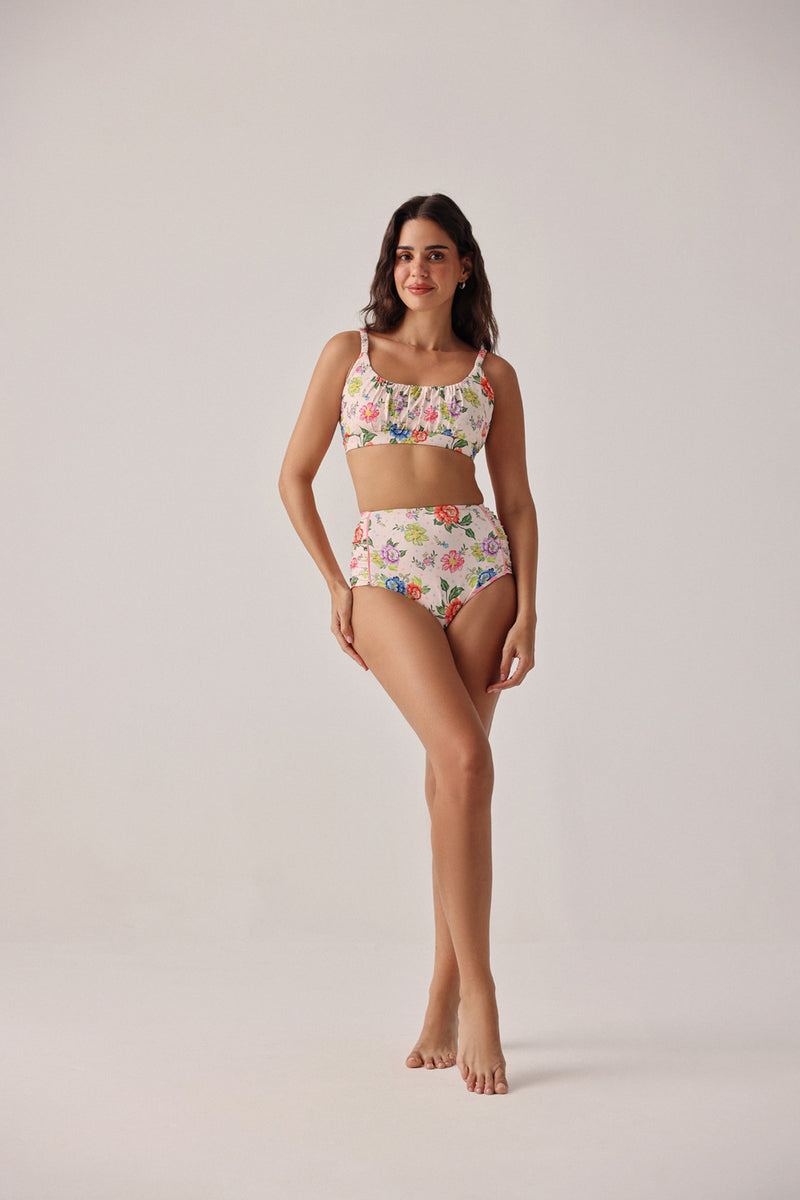 Paros Bikini Set-Bloom poly spandex resort wear by NOIB in pink for women Worldwide